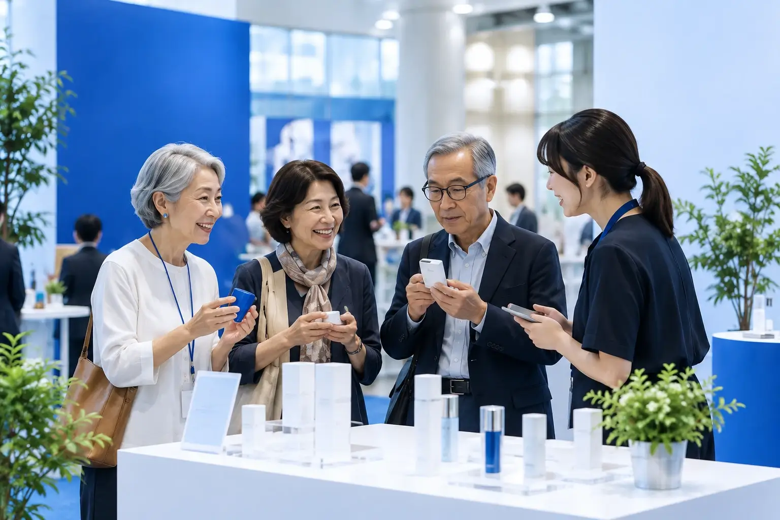 シニアの生活者が商品を体験し、企業の担当者と話すイベント